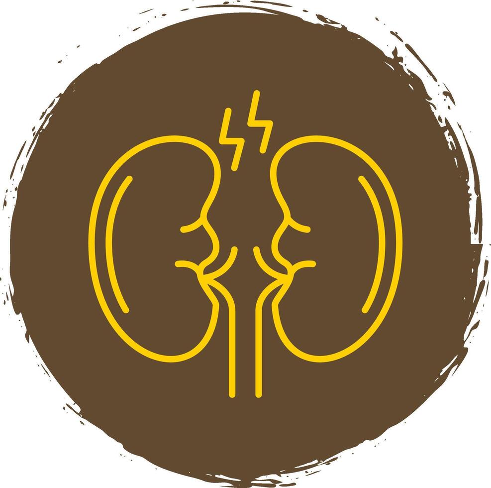 Kidney Line Circle Yellow Icon vector