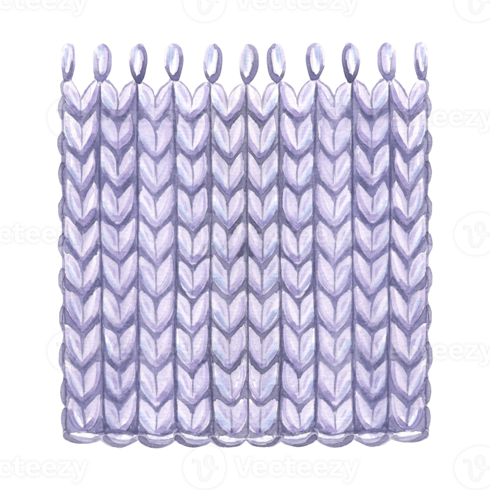 Watercolor of seample repeat knitting pattern,  purple. Template illustration knitting crochet . Isolated hand drawn for card, packaging , knitter blog, needlework store. png