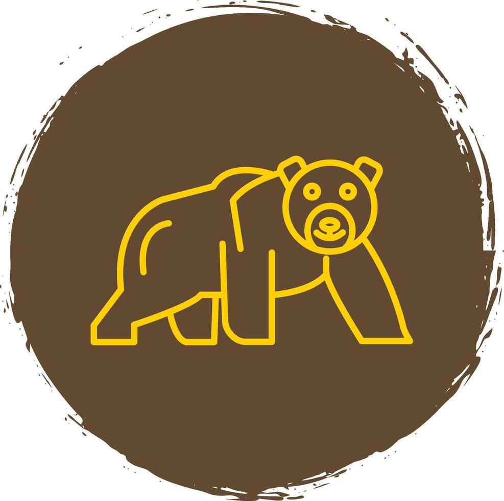 Polar Bear Line Circle Yellow Icon vector