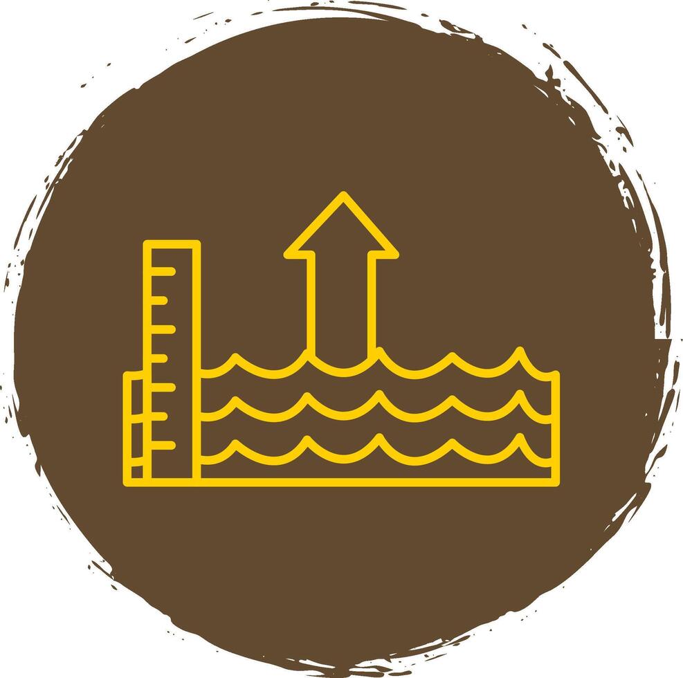 Sea Level Rise Line Circle Yellow Icon vector