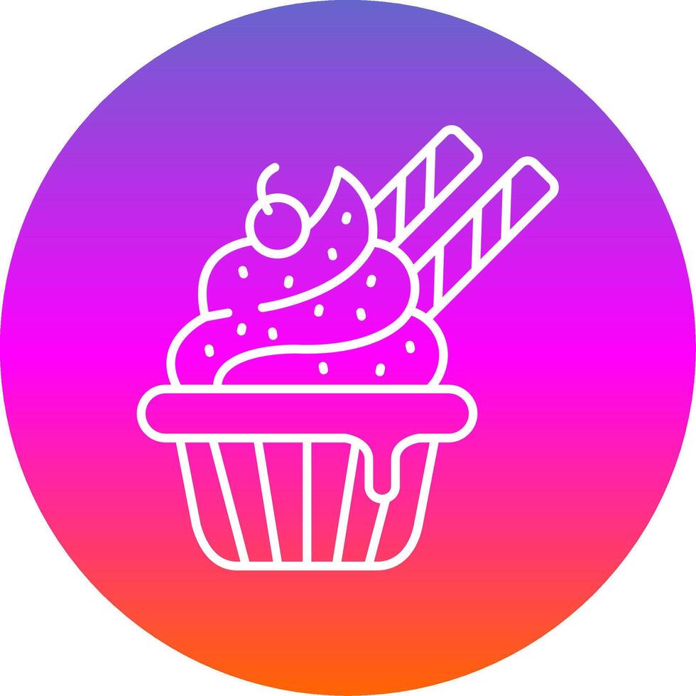Cupcake Line Gradient Circle Icon vector