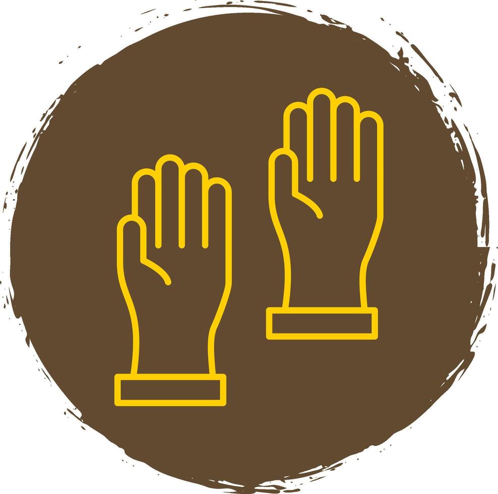guantes línea circulo amarillo icono vector
