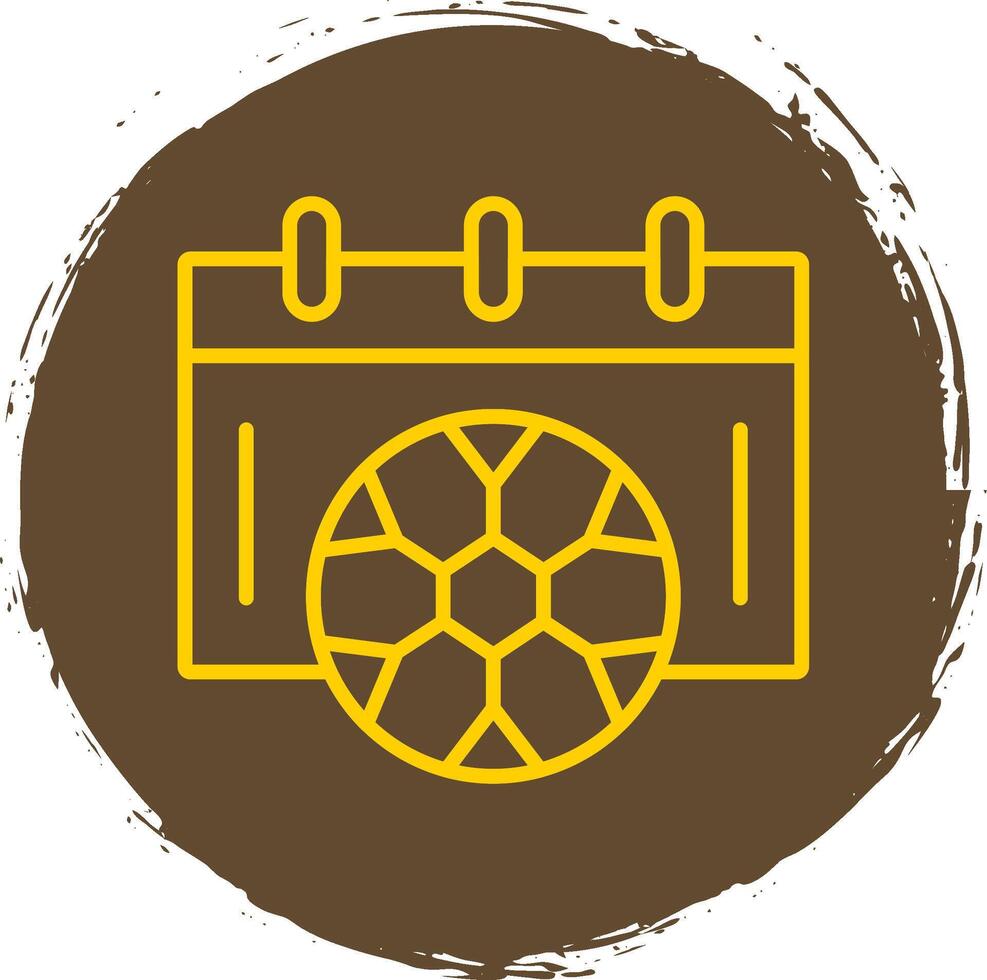 Football Schedule Line Circle Yellow Icon vector