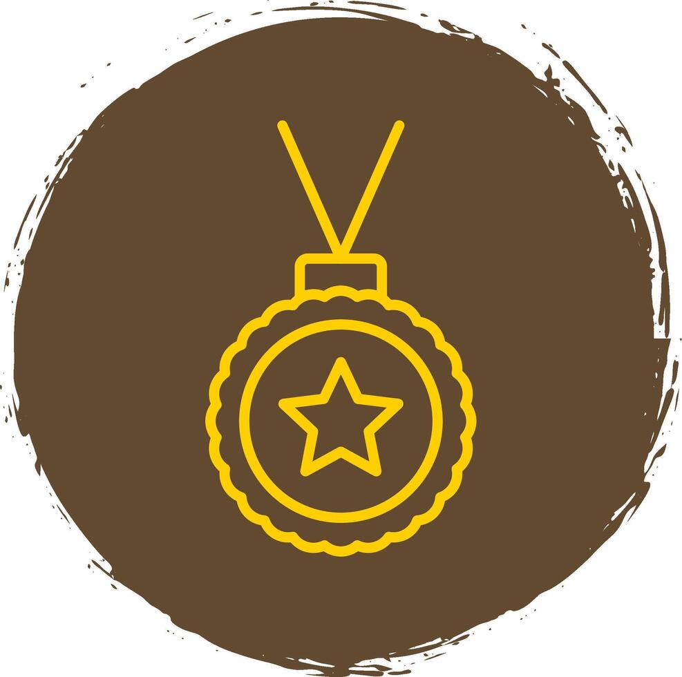 Medal Line Circle Yellow Icon vector