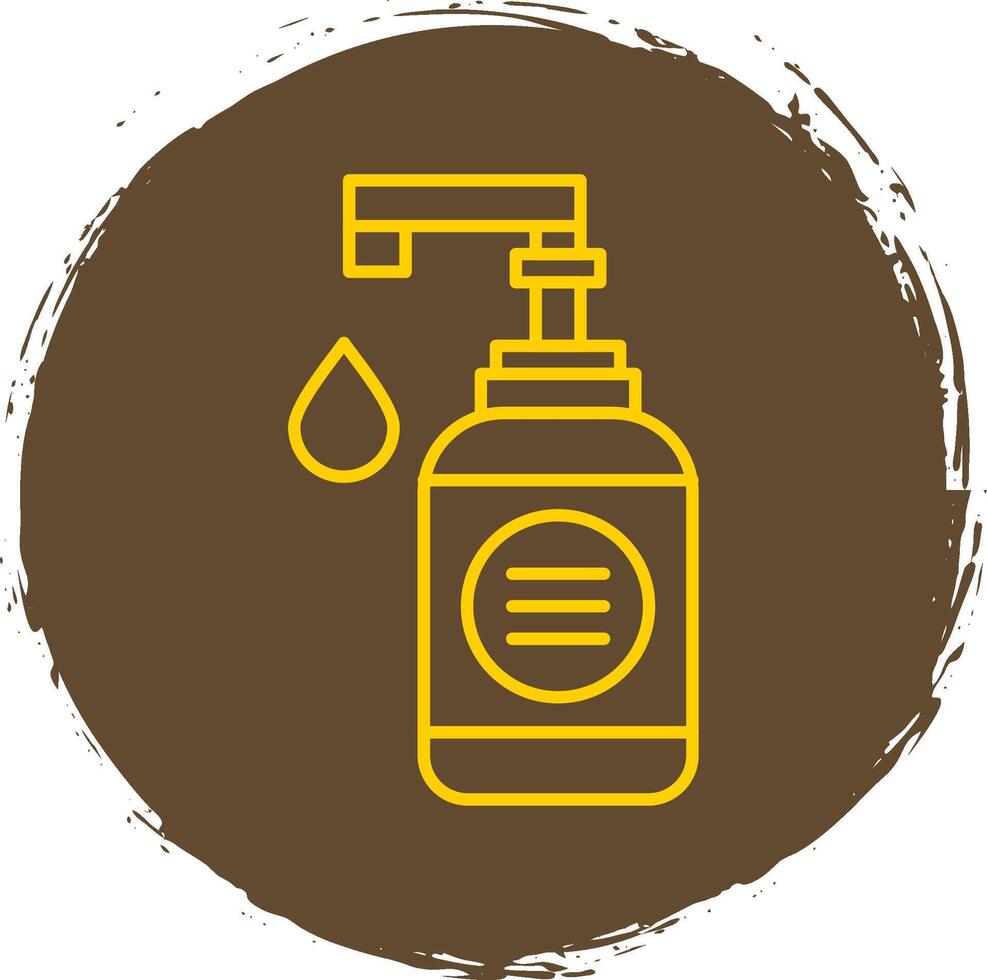 Hand Soap Line Circle Yellow Icon vector