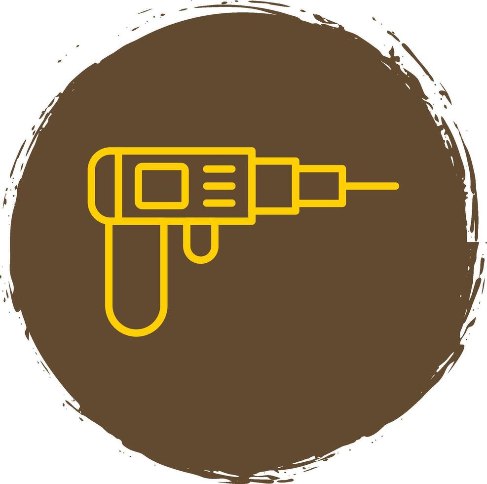 Drilling Machine Line Circle Yellow Icon vector