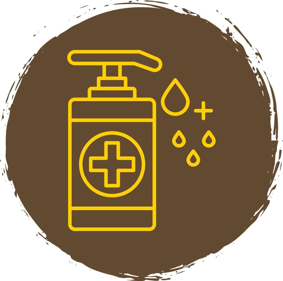 Hand Sanitizer Line Circle Yellow Icon vector