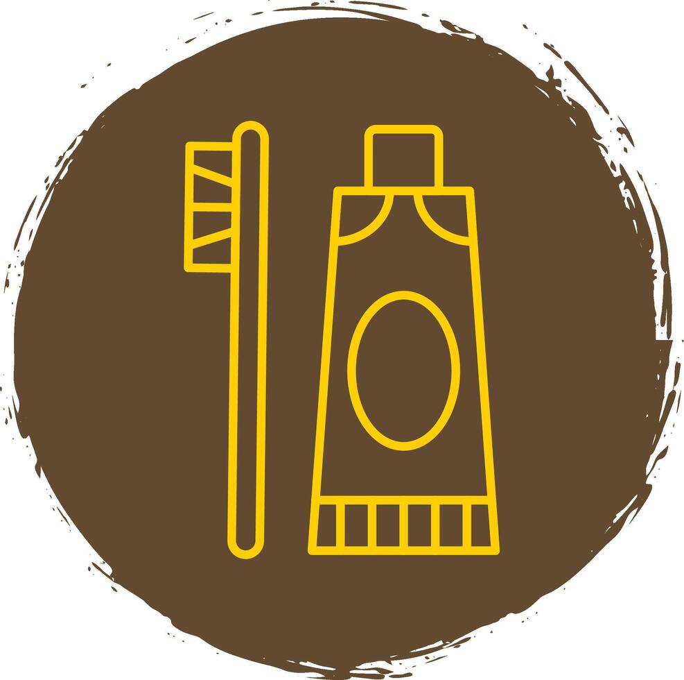 Toothpaste Line Circle Yellow Icon vector
