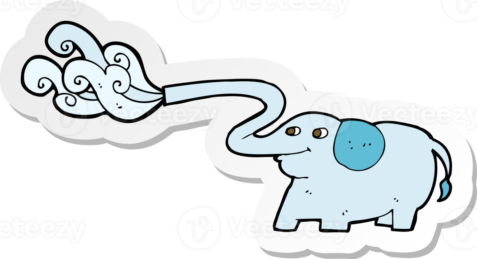 sticker of a cartoon elephant squirting water png