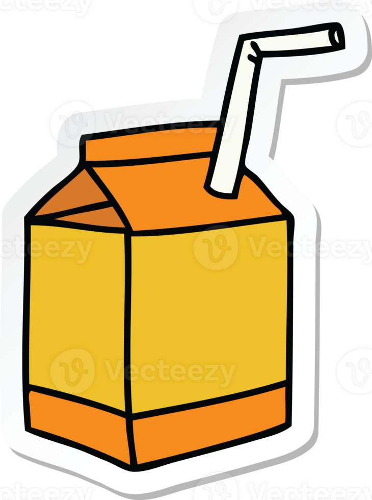 sticker of a quirky hand drawn cartoon quirky hand drawn cartoon of juice png