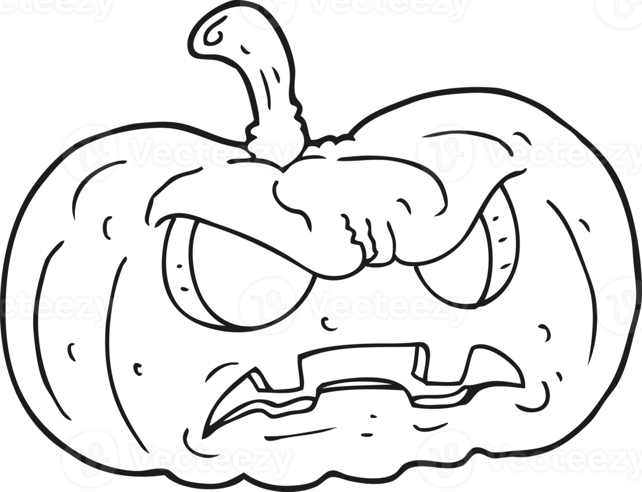black and white cartoon halloween pumpkin png