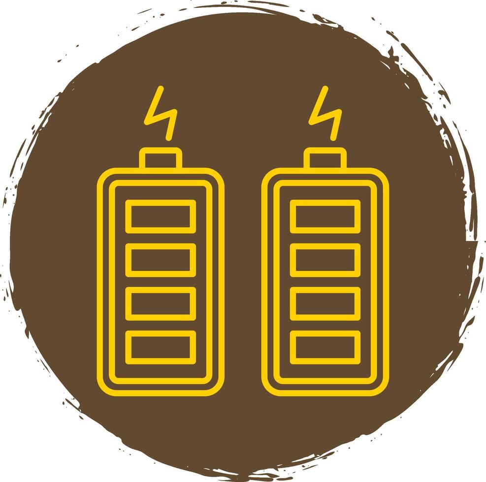 baterías línea circulo amarillo icono vector