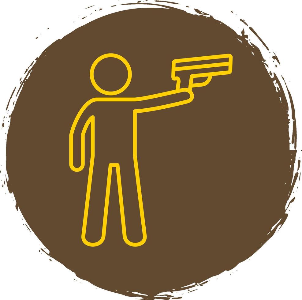 Policeman Holding Gun Line Circle Yellow Icon vector