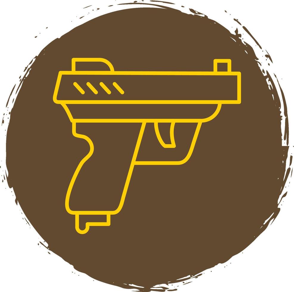 pistola línea circulo amarillo icono vector