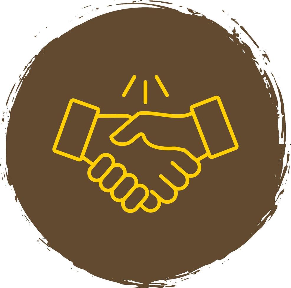 Handshake Line Circle Yellow Icon vector