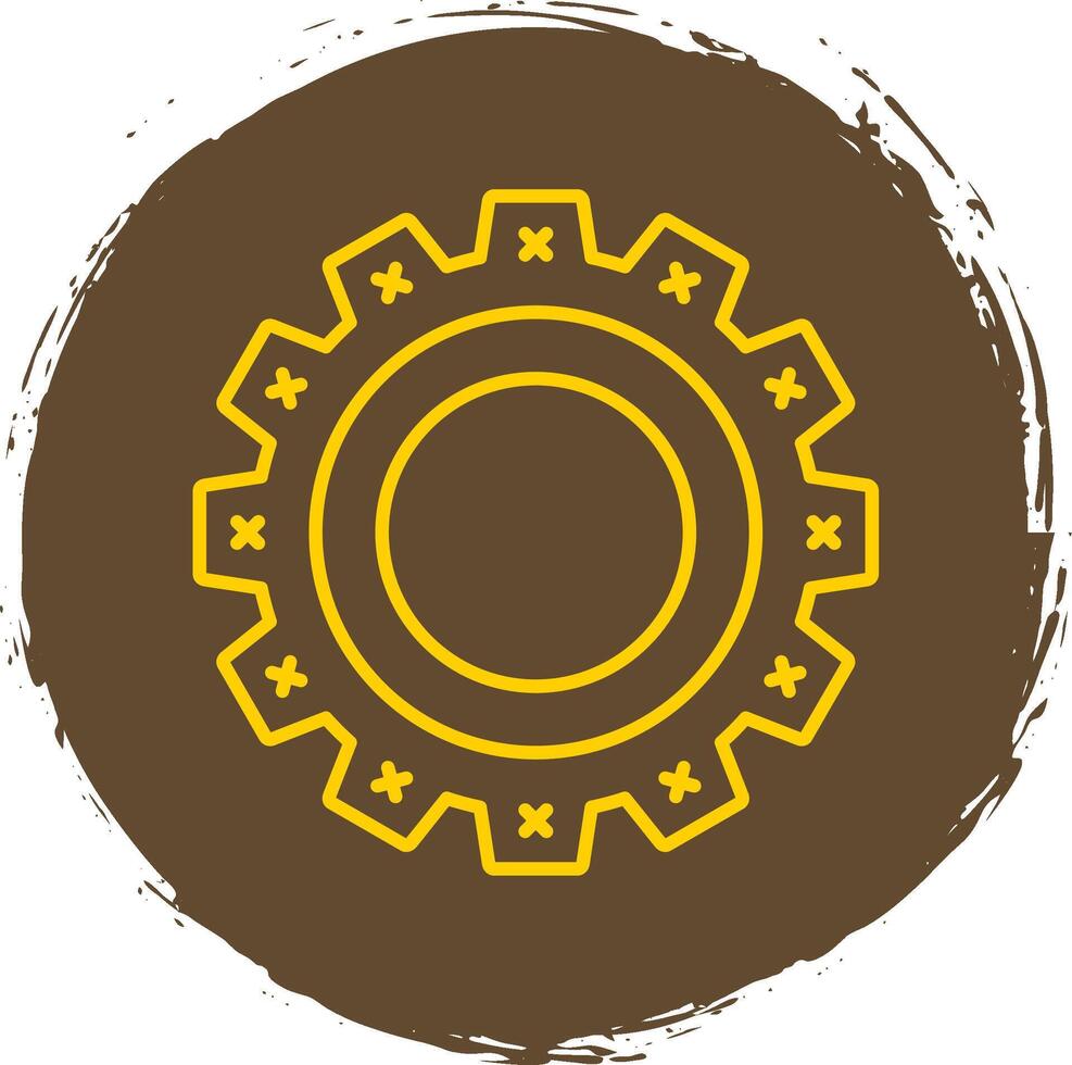 Cogwheel Line Circle Yellow Icon vector