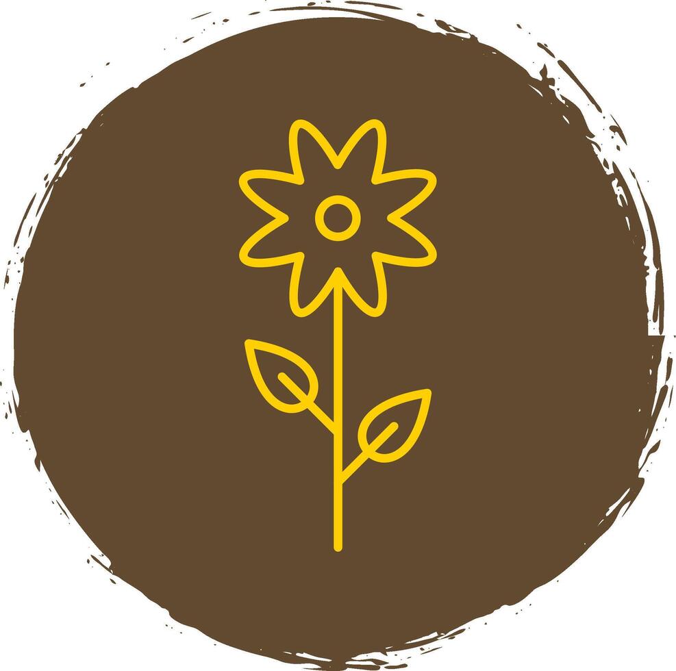 Flower Line Circle Yellow Icon vector