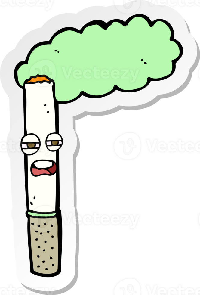 sticker of a cartoon happy cigarette png