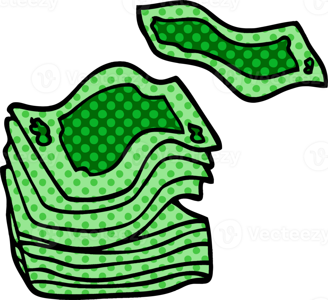 cartoon doodle big stack of money png