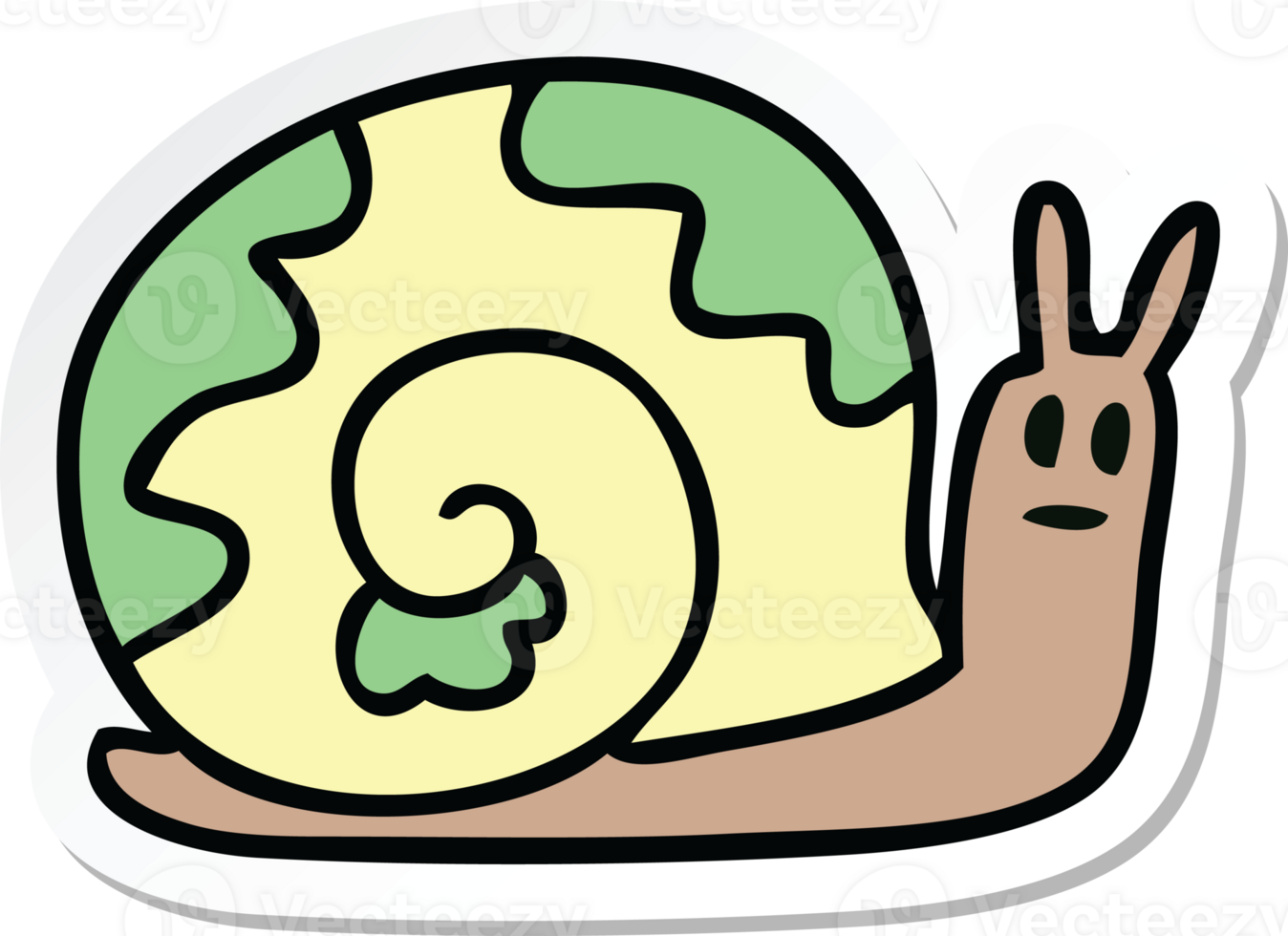 sticker of a quirky hand drawn cartoon snail png