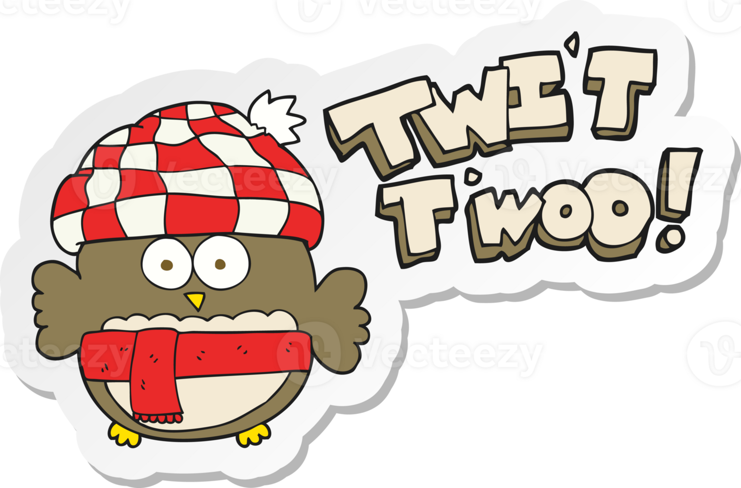 sticker of a cartoon cute owl singing twit twoo png