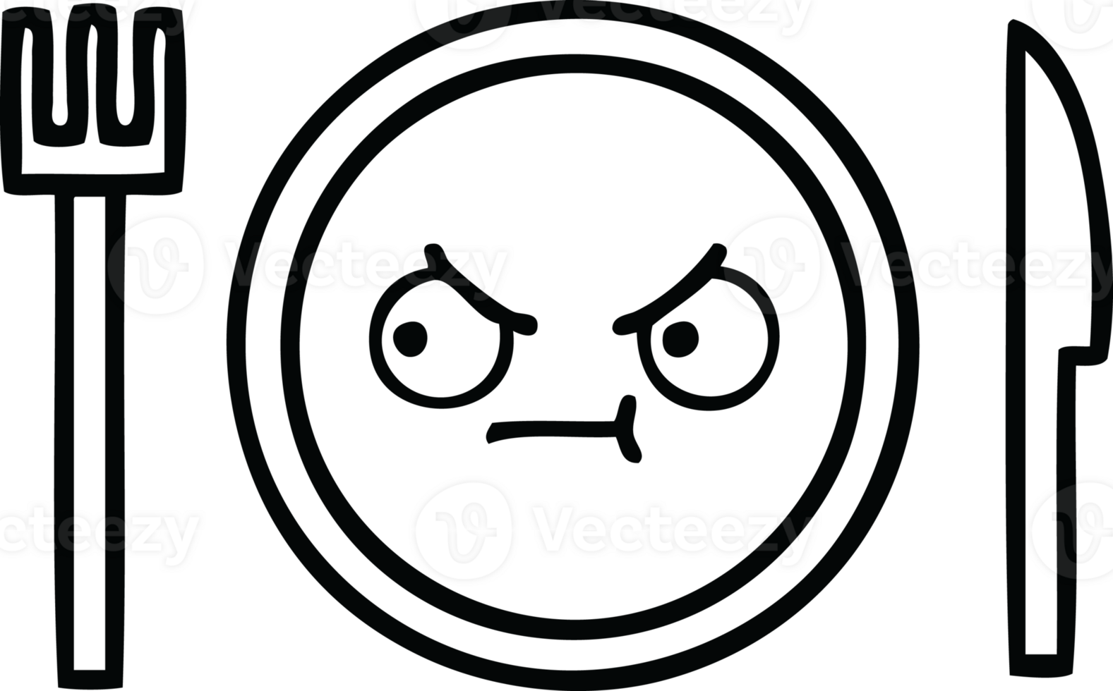 line drawing cartoon dinner plate png