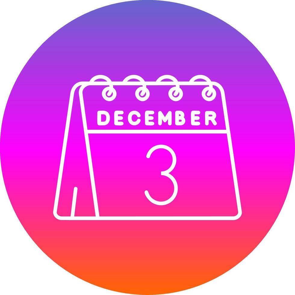3ro de diciembre línea degradado circulo icono vector