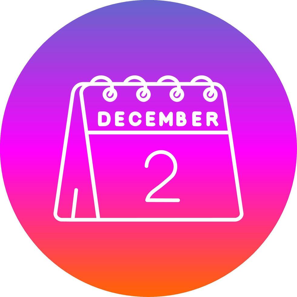 2nd of December Line Gradient Circle Icon vector