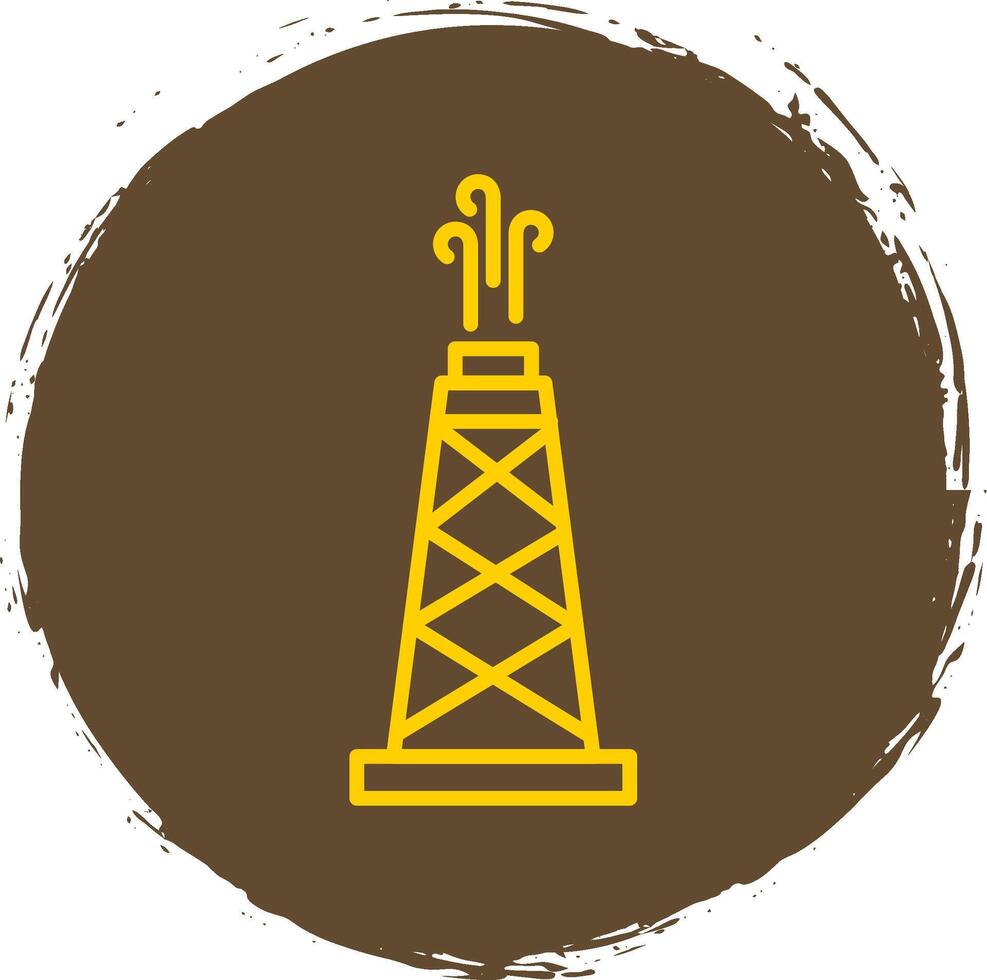 Oil Field Line Circle Yellow Icon vector