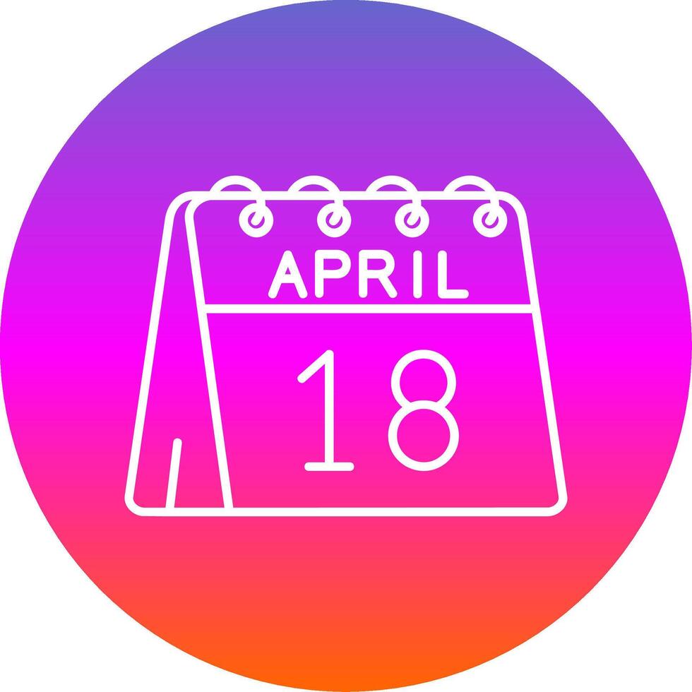 18th of April Line Gradient Circle Icon vector