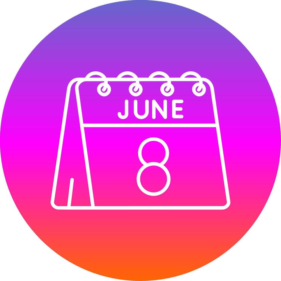 8th of June Line Gradient Circle Icon vector