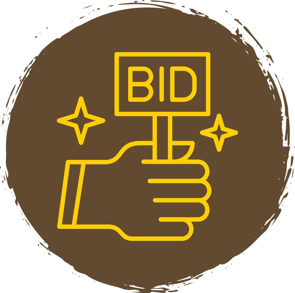 Bid Line Circle Yellow Icon vector
