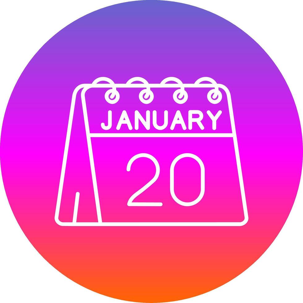 20th of January Line Gradient Circle Icon vector