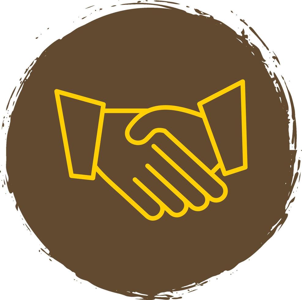 Hand Shaking Line Circle Yellow Icon vector