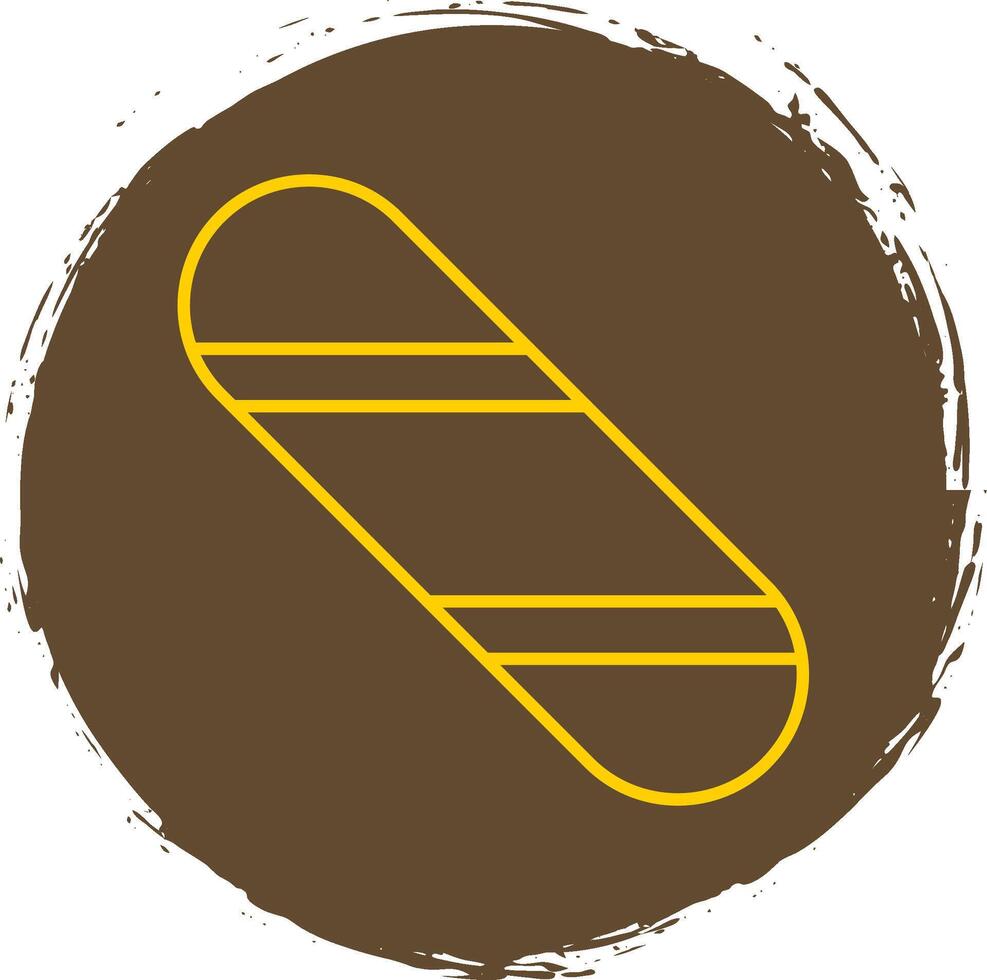 Snowboard Line Circle Yellow Icon vector