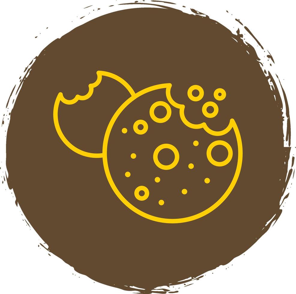 Cookies Line Circle Yellow Icon vector