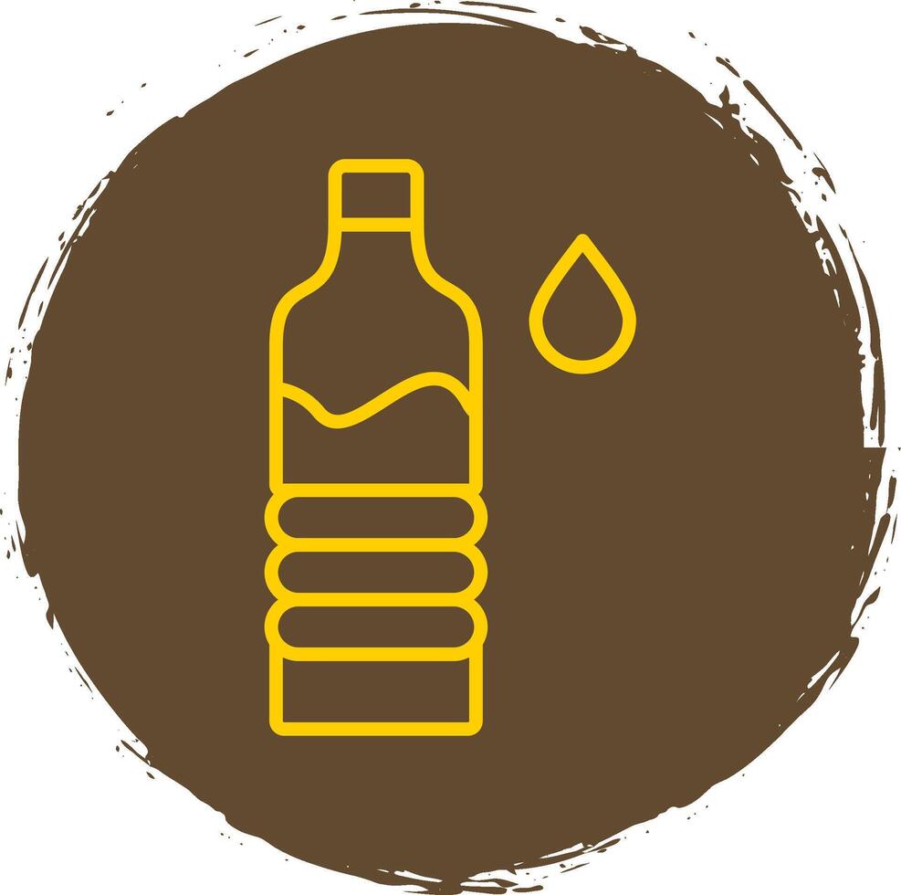 Water Bottle Line Circle Yellow Icon vector