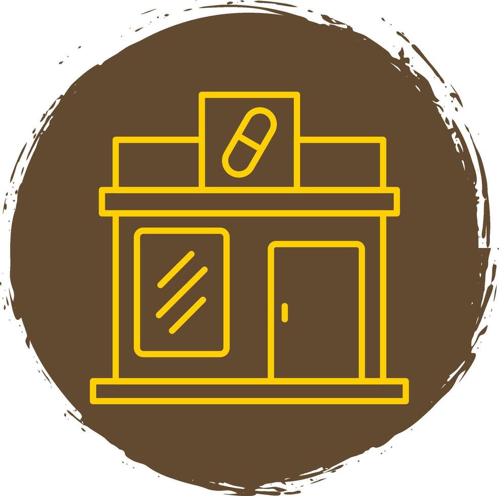 Pharmacy Line Circle Yellow Icon vector