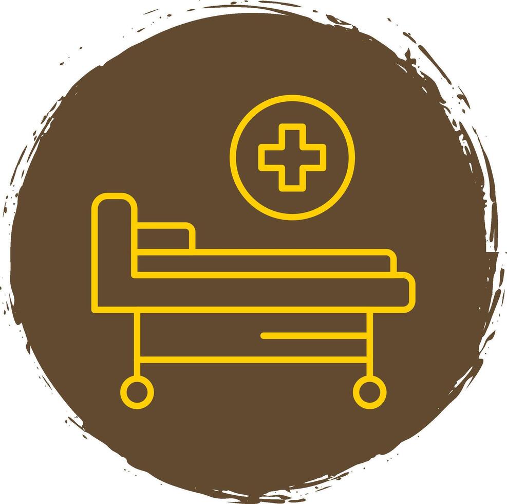 hospital cama línea circulo amarillo icono vector