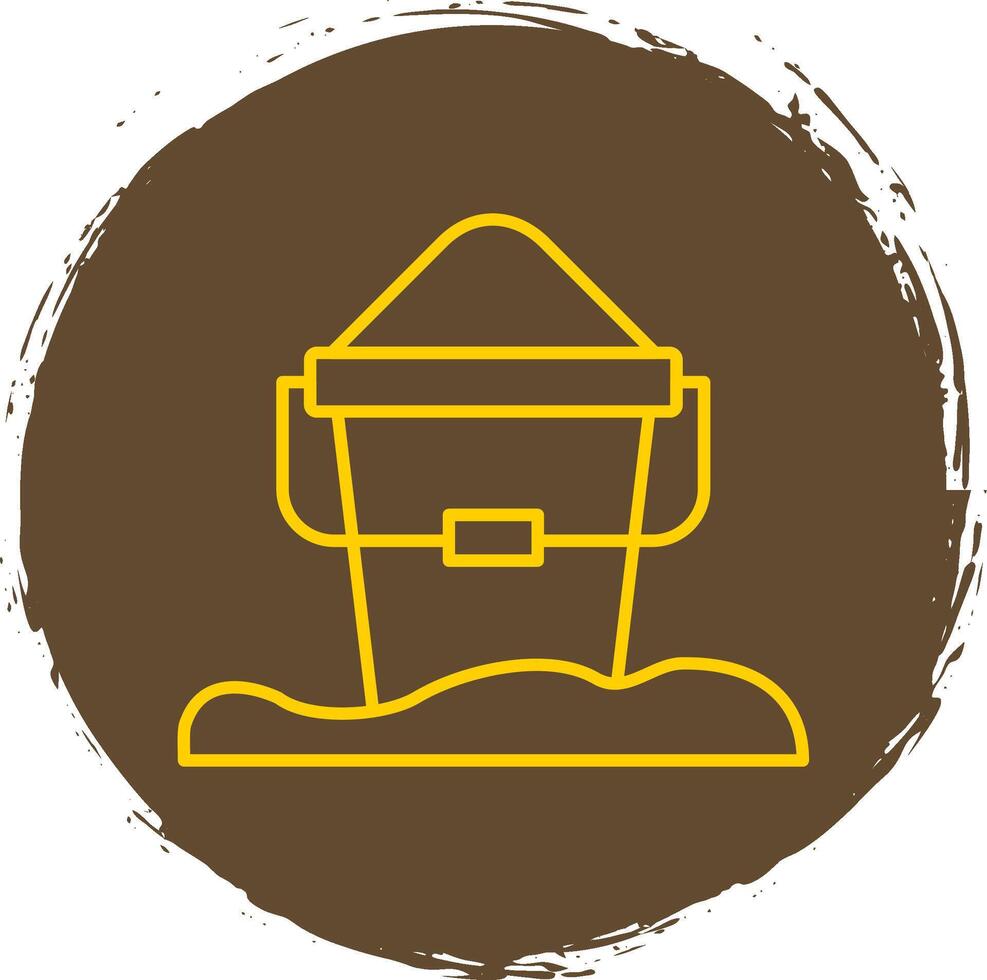 Sand Bucket Line Circle Yellow Icon vector