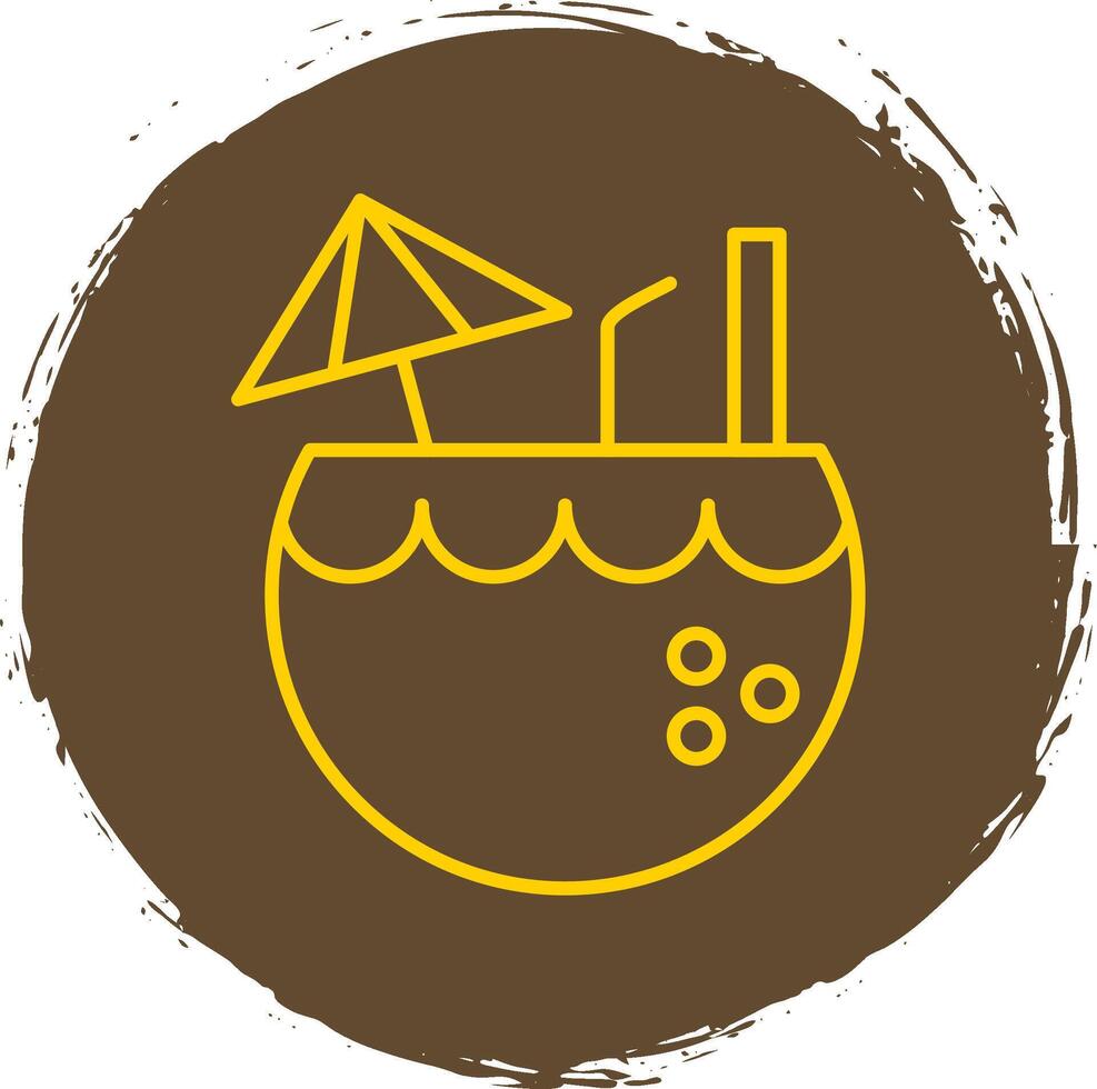 Coconut Line Circle Yellow Icon vector