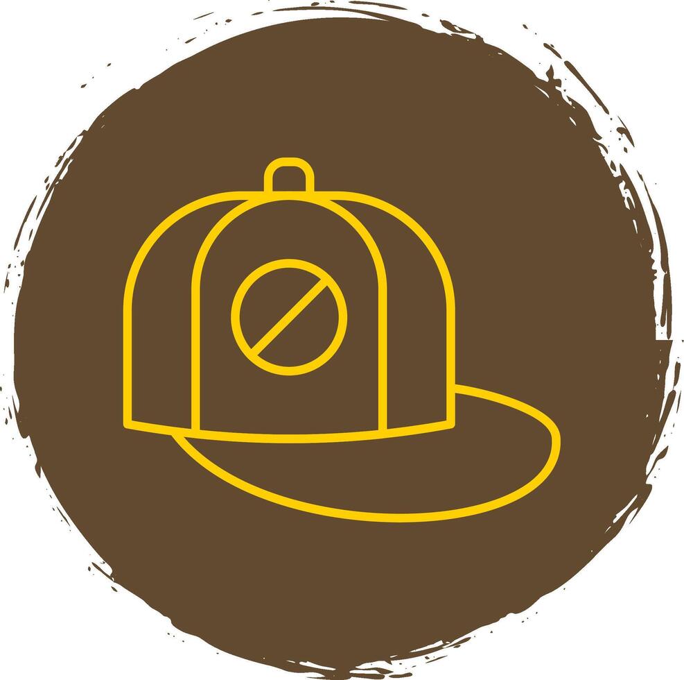 Baseball Cap Line Circle Yellow Icon vector