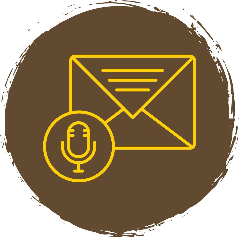 Audio Message Line Circle Yellow Icon vector