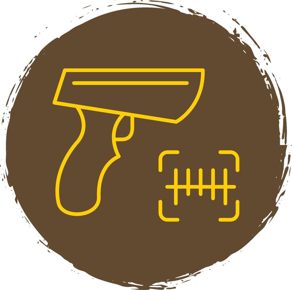 Barcode Scanner Line Circle Yellow Icon vector
