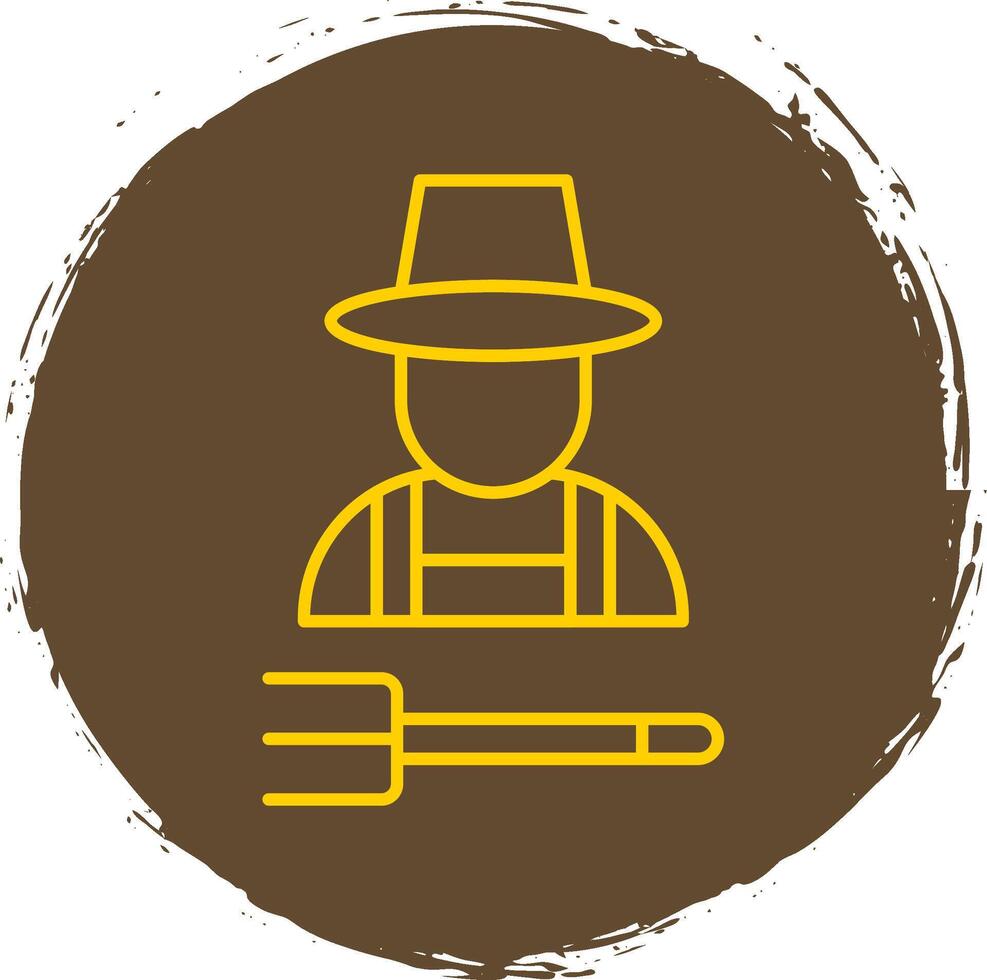 Farmer Line Circle Yellow Icon vector