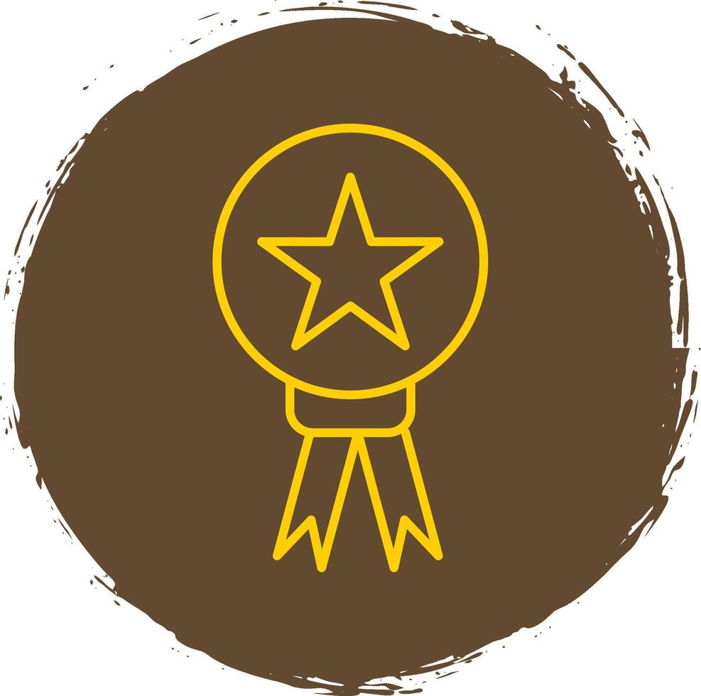 estrella medalla línea circulo amarillo icono vector