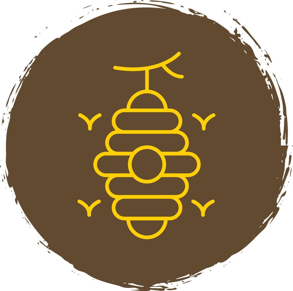 Beehive Line Circle Yellow Icon vector