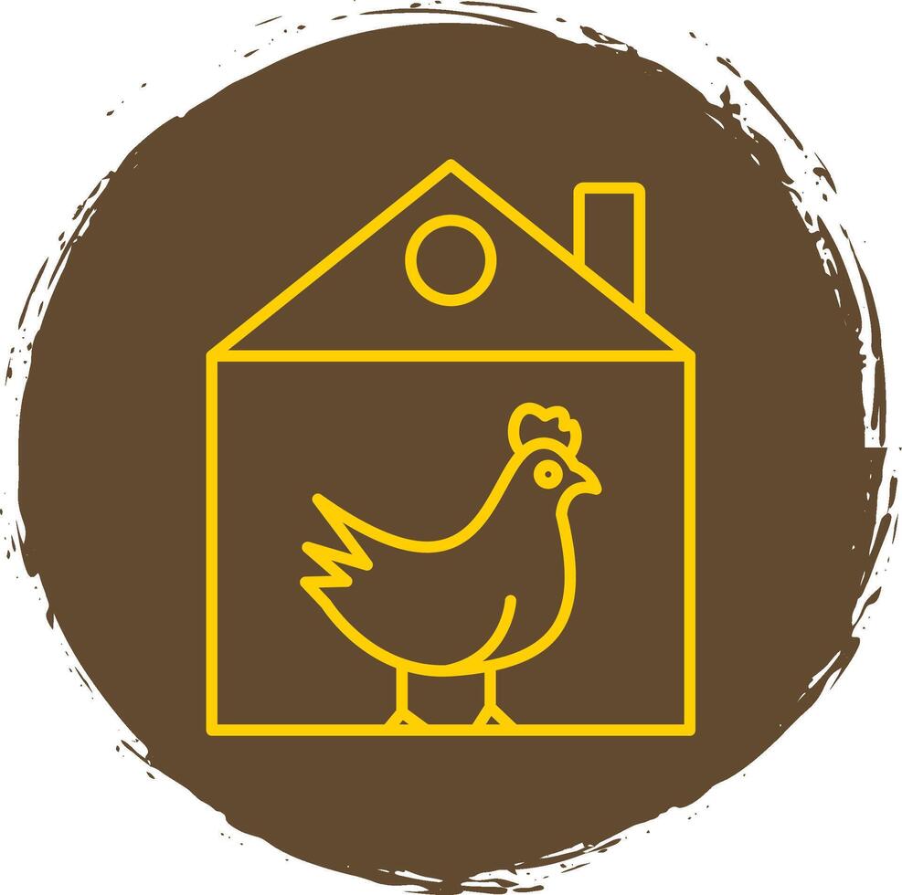 pollo línea circulo amarillo icono vector