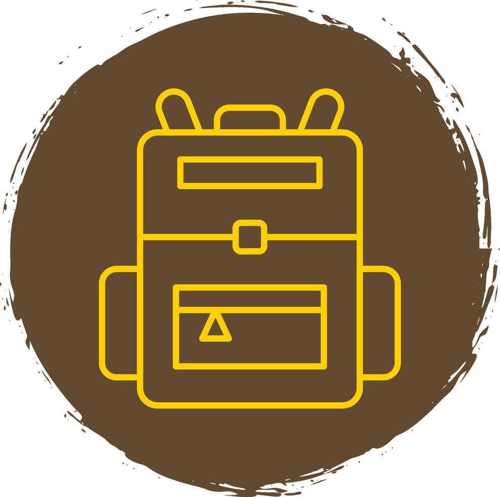 Backpack Line Circle Yellow Icon vector