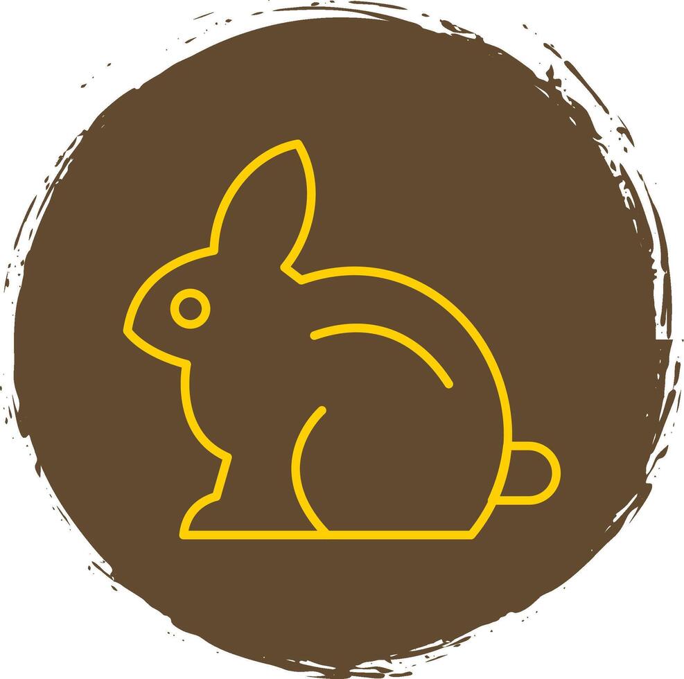 Rabbit Line Circle Yellow Icon vector